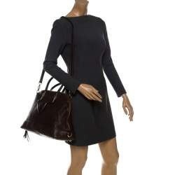 Cesare Paciotti Dark Brown Leather Dome Satchel