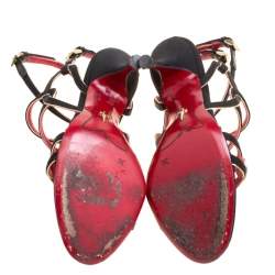 Pre Owned Cesare Paciotti Black Fabric Strappy Sandals Size 36