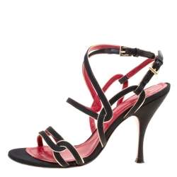 Pre Owned Cesare Paciotti Black Fabric Strappy Sandals Size 36