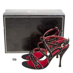 Pre Owned Cesare Paciotti Black Fabric Strappy Sandals Size 36