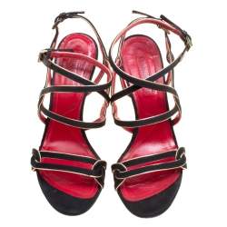 Pre Owned Cesare Paciotti Black Fabric Strappy Sandals Size 36