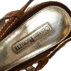 Pre Owned Cesare Paciotti Brown Suede Leather Ankle Strap Wedge Sandals Size 40