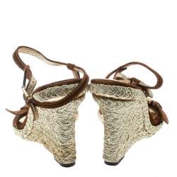 Pre Owned Cesare Paciotti Brown Suede Leather Ankle Strap Wedge Sandals Size 40