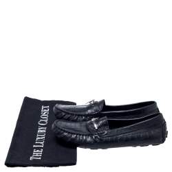 Cesare Paciotti Black Croc Embossed Leather Slip On Loafers Size 35
