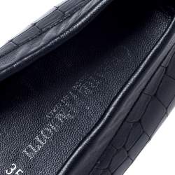 Cesare Paciotti Black Croc Embossed Leather Slip On Loafers Size 35
