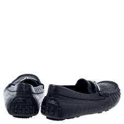 Cesare Paciotti Black Croc Embossed Leather Slip On Loafers Size 35