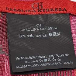 Pre Owned CH Carolina Herrera Pink Printed Silk Bandeau Scarf
