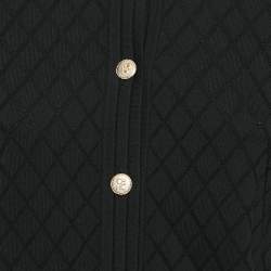 CH Carolina Herrera Black Diamond Pattern Knit Button Front Cardigan M