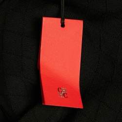CH Carolina Herrera Black Diamond Pattern Knit Button Front Cardigan M