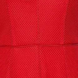 CH Carolina Herrera Red Tricot Mesh Sleeveless Gown M
