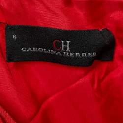 CH Carolina Herrera Red Tricot Mesh Sleeveless Gown M