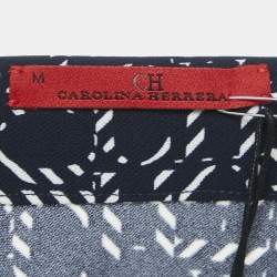 مملوكة مسبقًا CH Carolina Herrera Blue Printed Crepe Belted Midi Dress M