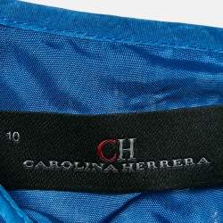 CH Carolina Herrera Blue Floral Pattern Lace Sheath Dress L