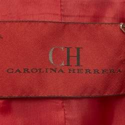 CH Carolina Herrera Brown Leather Logo Patch Detail Biker Jacket L