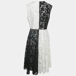 Pre Owned CH Carolina Herrera Black/White Floral Lace Sleeveless Midi Dress L