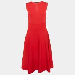 CH Carolina Herrera Red Knit Sleeveless Dress M