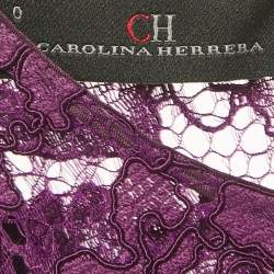 Pre Owned CH Carolina Herrera Purple Lace and Satin Short Dress XS