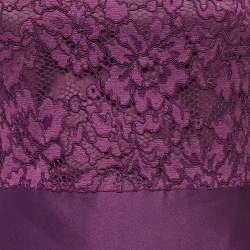Pre Owned CH Carolina Herrera Purple Lace and Satin Short Dress XS