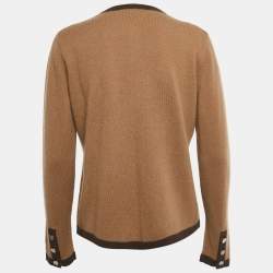 Pre Owned CH Carolina Herrera Brown Wool Knit Cardigan M