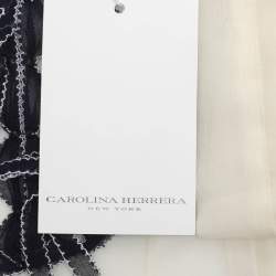 Pre Owned CH Carolina Herrera Off-White/Blue Tulle Embroidered Tops L