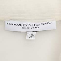 Pre Owned CH Carolina Herrera Off-White/Blue Tulle Embroidered Tops L
