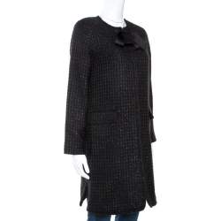 Pre Owned CH Carolina Herrera Black Lurex Tweed Coat M