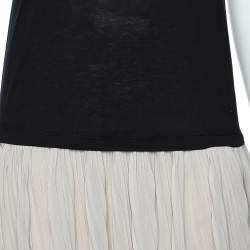 CH Carolina Herrera Black & Beige Cotton & Silk Plisse Detail Midi Dress XS