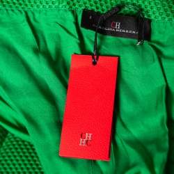 Pre Owned CH Carolina Herrera Green Textured Neoprene Strapless Gown M