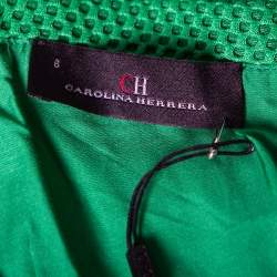 Pre Owned CH Carolina Herrera Green Textured Neoprene Strapless Gown M