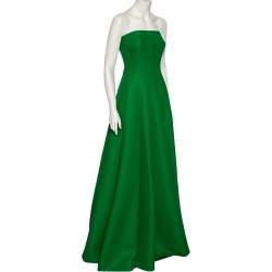 Pre Owned CH Carolina Herrera Green Textured Neoprene Strapless Gown M