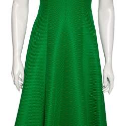 Pre Owned CH Carolina Herrera Green Textured Neoprene Strapless Gown M
