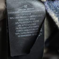 Pre Owned CH Carolina Herrera Beige Alpaca Trim Windowpane Check Coat M