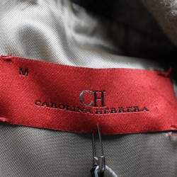 Pre Owned CH Carolina Herrera Beige Alpaca Trim Windowpane Check Coat M