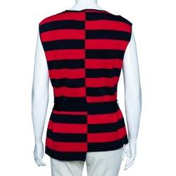 Pre Owned CH Carolina Herrera Red Stripe Knit Top L
