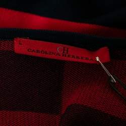 Pre Owned CH Carolina Herrera Red Stripe Knit Top L