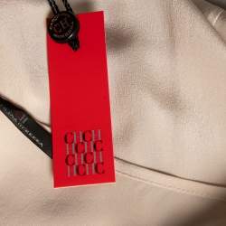 Pre Owned CH Carolina Herrera Cream Silk Bow Applique Cap Sleeves Top L