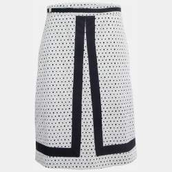 CH Carolina Herrera White Eyelet Cotton A-Line Skirt M