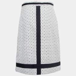 CH Carolina Herrera White Eyelet Cotton A-Line Skirt M