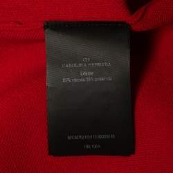 مملوكة مسبقًا CH Carolina Herrera Red Knit Logo Tape Detailed Open Front Cardigan M