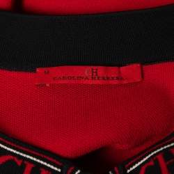 مملوكة مسبقًا CH Carolina Herrera Red Knit Logo Tape Detailed Open Front Cardigan M
