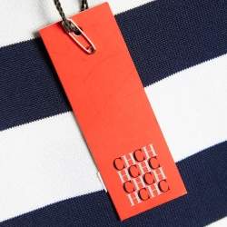 مملوكة مسبقًا CH Carolina Herrera Navy Blue/White Striped Knit Peplum Top S