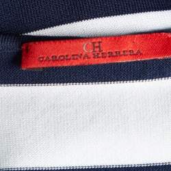 مملوكة مسبقًا CH Carolina Herrera Navy Blue/White Striped Knit Peplum Top S