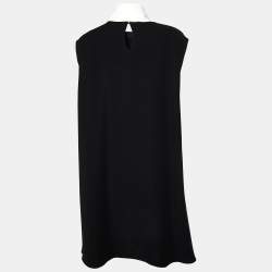 Pre Owned CH Carolina Herrera Monochrome Crepe Flared Sleeveless Dress L