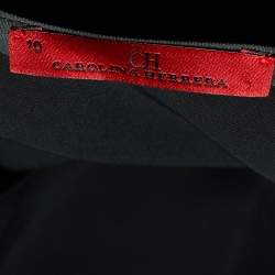 Pre Owned CH Carolina Herrera Monochrome Crepe Flared Sleeveless Dress L