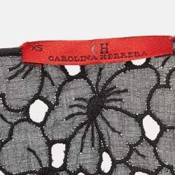 CH Carolina Herrera Black Floral Lace Oversized Kaftan Top XS
