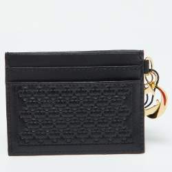 Pre Owned CH Carolina Herrera Black Monogram Embossed Leather Card Holder
