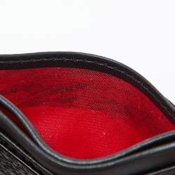 Pre Owned CH Carolina Herrera Black Monogram Embossed Leather Card Holder
