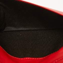 Pre Owned CH Carolina Herrera Red Monogram Embossed Leather Trifold Wallet