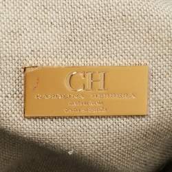 Pre Owned CH Carolina Herrera Black Leather Medium Initials Insignia Soft Bucket Bag 