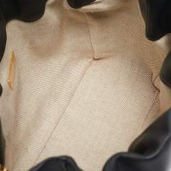 Pre Owned CH Carolina Herrera Black Leather Medium Initials Insignia Soft Bucket Bag 